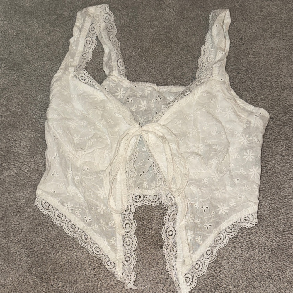 White Lace Crop Top